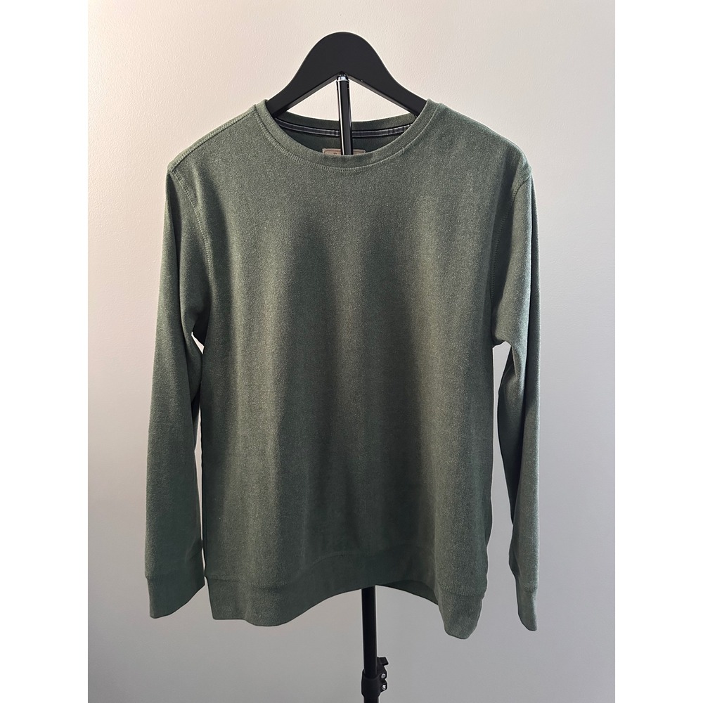 Boston Traders Mens Medium Green Ribbed Crewneck Pullover Long Sleeve